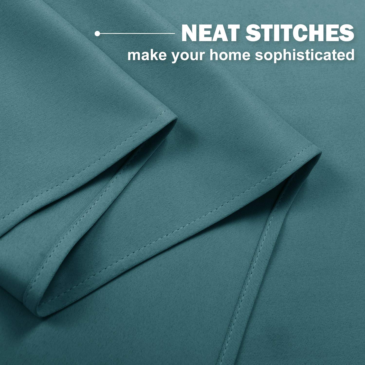 Nicetown Blackout Kitchen Tiers Window Curtains - Grommet-Top Window Treatment Curtain Valances Draperies Panels For Bathroom/Nursery, 2 Pcs, 52 Inches Wide X 24 Inches Long, Sea Teal