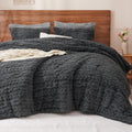 Phf Fluffy Sherpa Fleece Queen Comforter Set, 3 Pieces Warm Fuzzy Soft Bedding For Winter, 3D Tufted Flannel Plush Shaggy Bed Se
