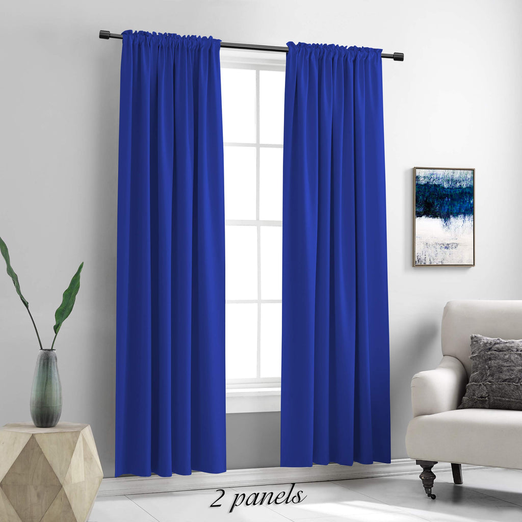 Donren Royal Blue Blackout Curtains Panels For Bedroom - Thermal Insulated Solid Rod Pocket Curtains (52 By 84 Inch,2 Panels)