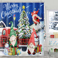 Bivinar Gnome Christmas Shower Curtain 72 X 72 Inch, Merry Christmas Red Truck With Christmas Tree Shower Curtain, Winter Blue N