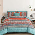 Boho King Size Comforter Set 8 Pieces,Terracotta Comforter Bohemian Striped Bed In A Bag, Soft Microfiber Bedding Set For All Se