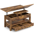Rolanstar Coffee Table Lift Top, Multi-Function Convertible Coffee Table With Drawers And Hidden Compartment, Coffee Table Converts To Dining Table For Living Room, Home Office, Rustic Brown