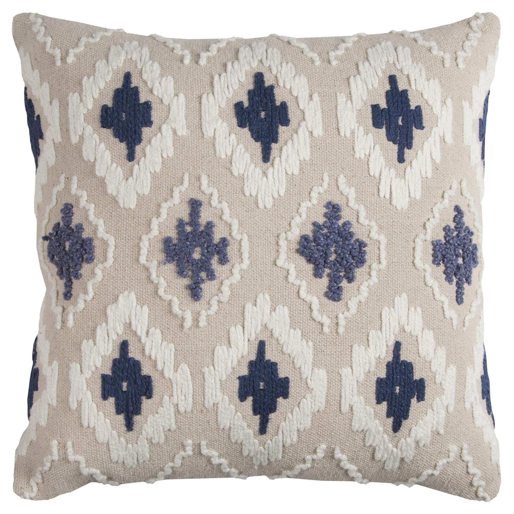 Rizzy Home | T11762 | 20"x20" Blue/White/Neutral Decorative Pillow | Down Fill