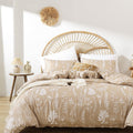 Janzaa Queen Comforter Set Taupe Comforter,3 Pcs Bedding Sets Floral Comforter Set Plant Flowers Printed On Lightweight Comforte