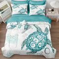 Move Over Coastal Bedding Set Queen Size Sea Turtle Comforter Set With Sheet Set Teal Blue Ocean Comforter Set Beach Theme Beddi