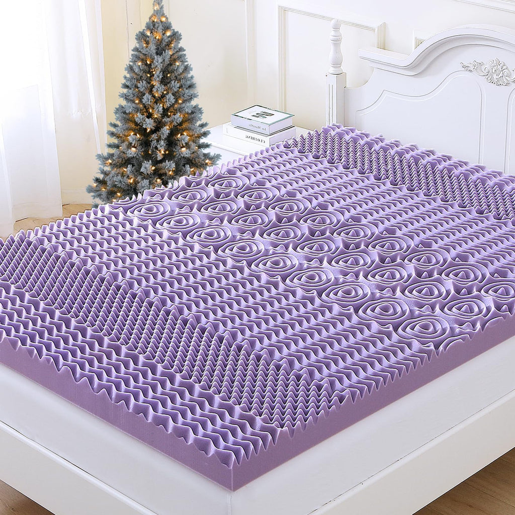 MUXHOMO 3 Inch Full Size Mattress Topper Gel Infused Foam Lavender CertiPUR-US OEKO-TEX 54"x75"