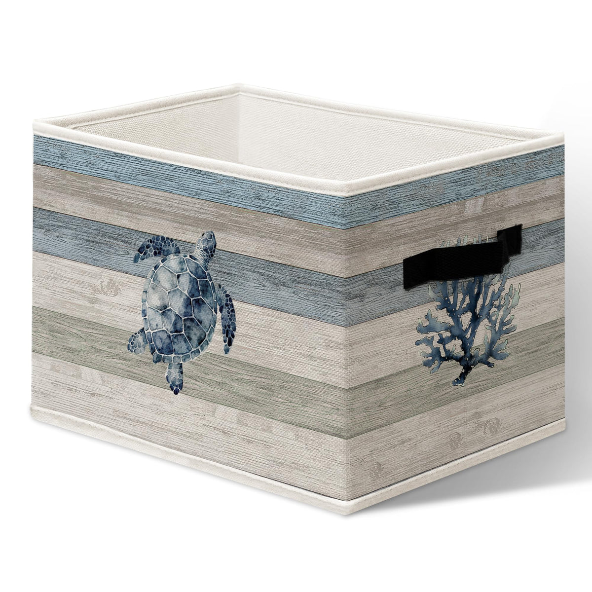 MSJAUENN Coastal Beach Storage Boxes, Ocean Nautical Theme Cube Storage Bin for Bathroom Closet Bedroom Living Room, Starfish Se