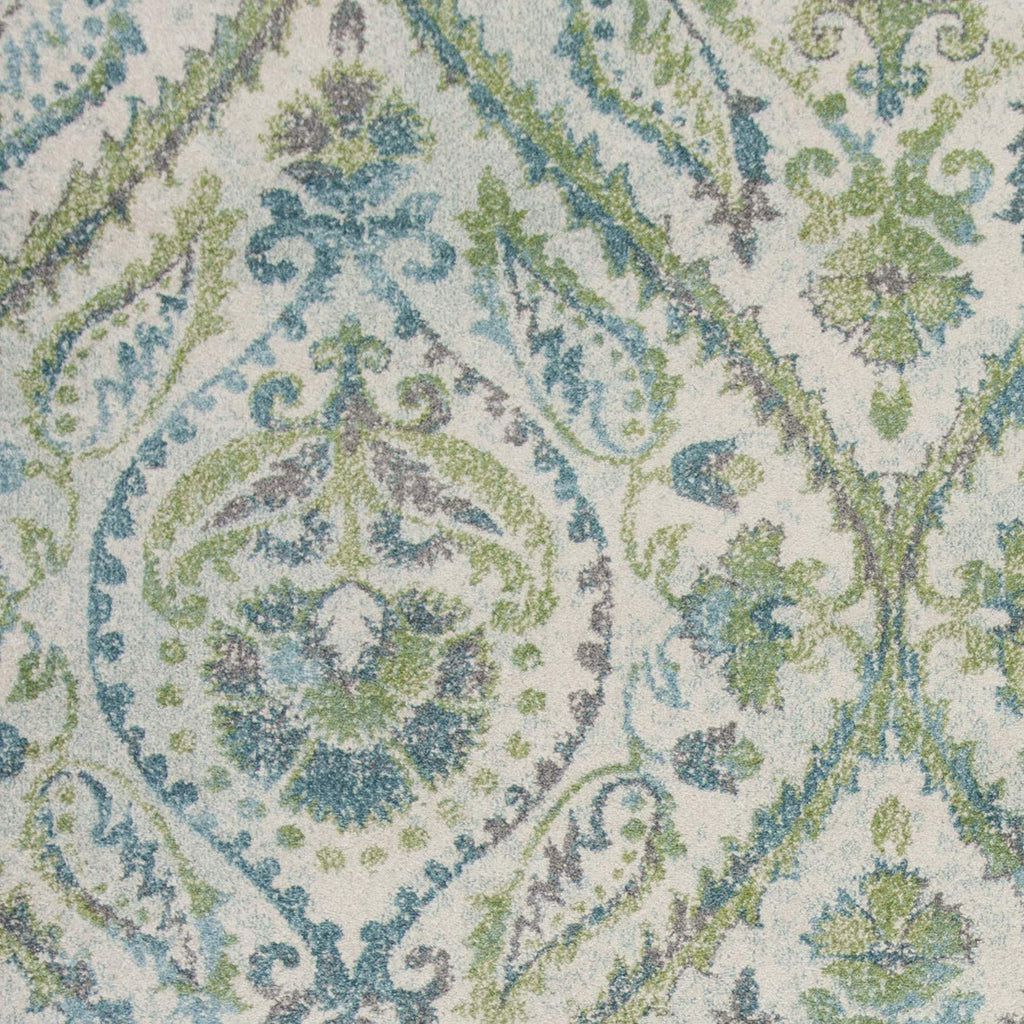 HomeRoots Decor 3'3' x 4'11' Polypropelene Ivory/Teal Area Rug