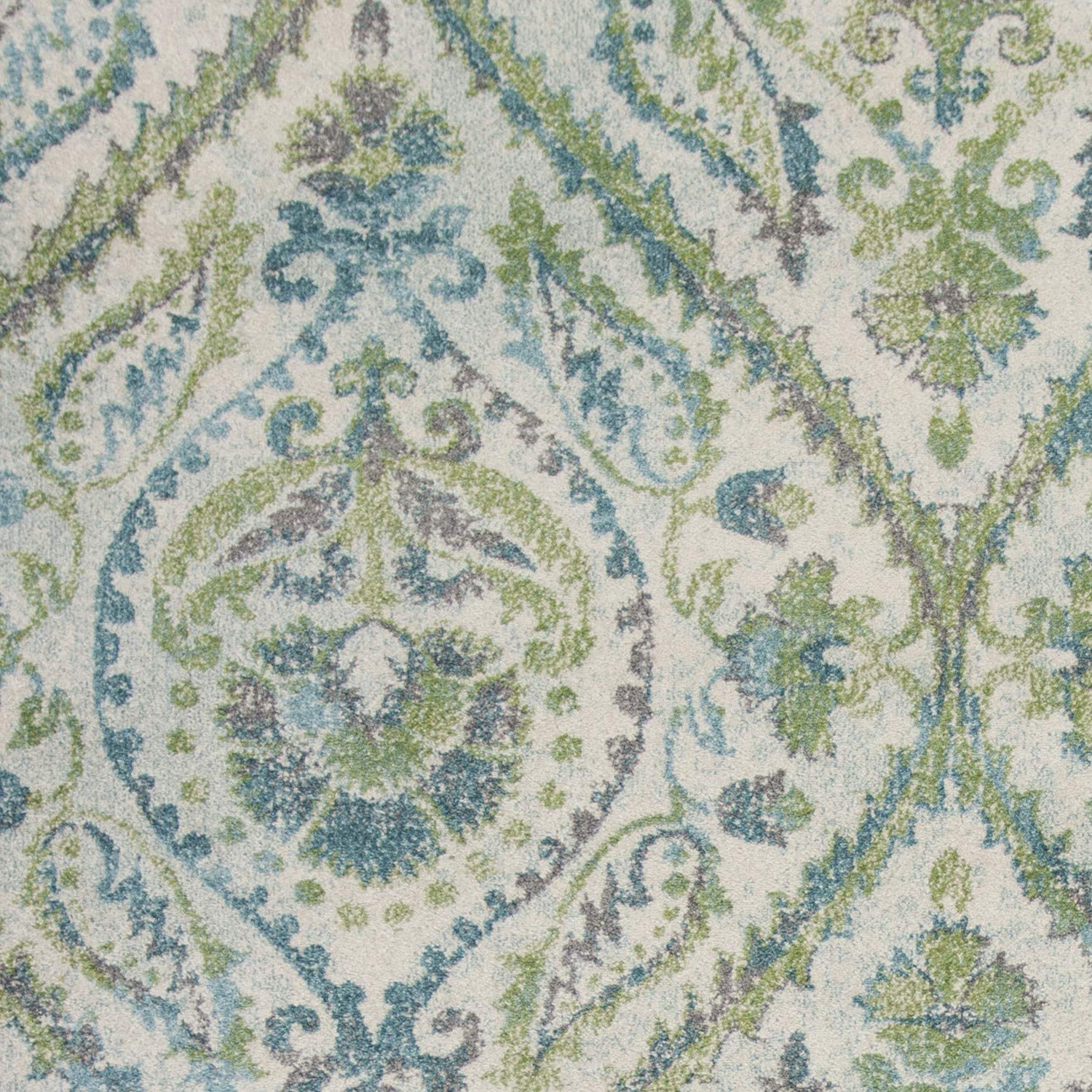 HomeRoots Decor 3'3' x 4'11' Polypropelene Ivory/Teal Area Rug
