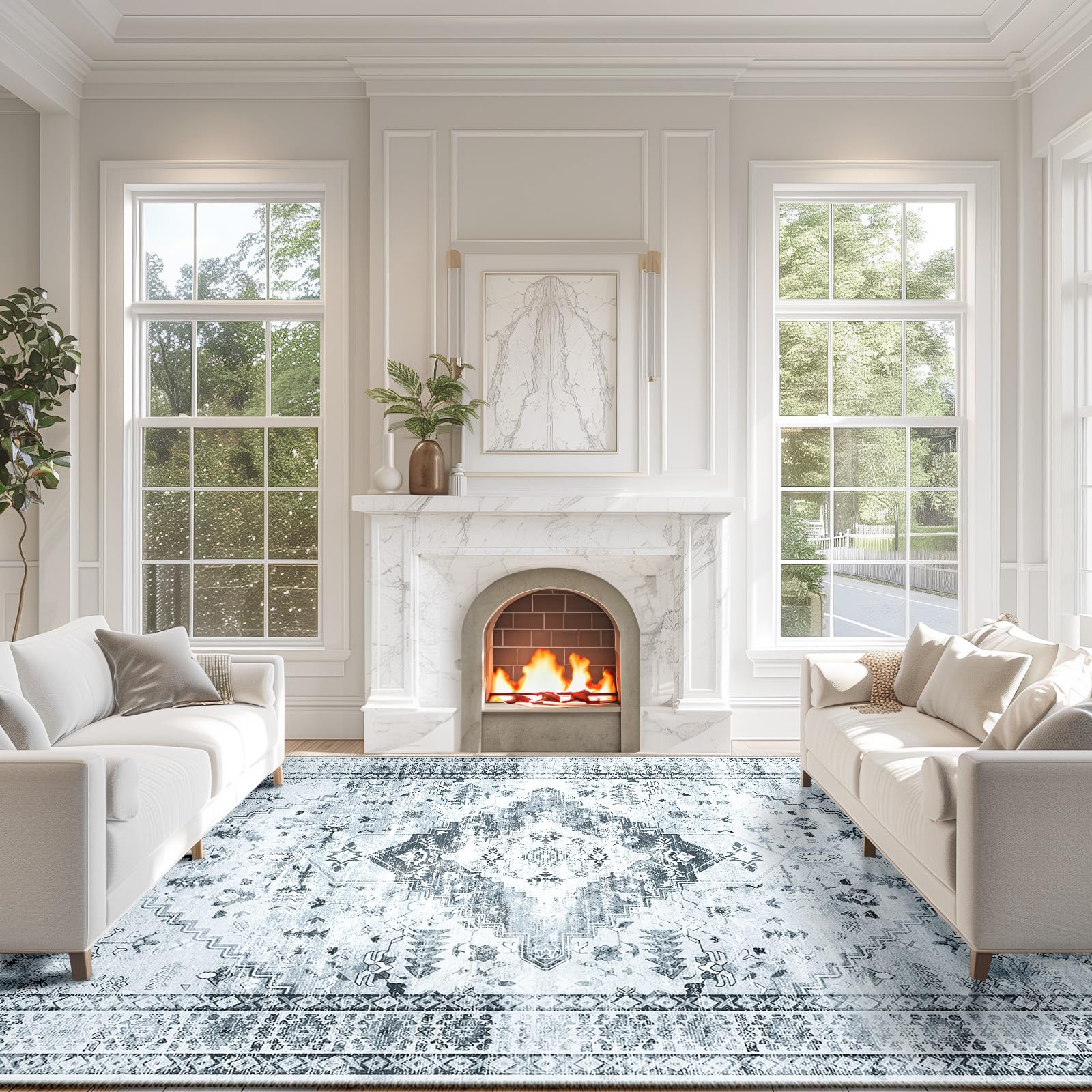 BESTSWEETIE Area Rug 9x12 Rugs for Living Room 9 x 12 Washable Rugs Non Slip Vintage Boho Living Room Rugs for Bedroom Dining Ro