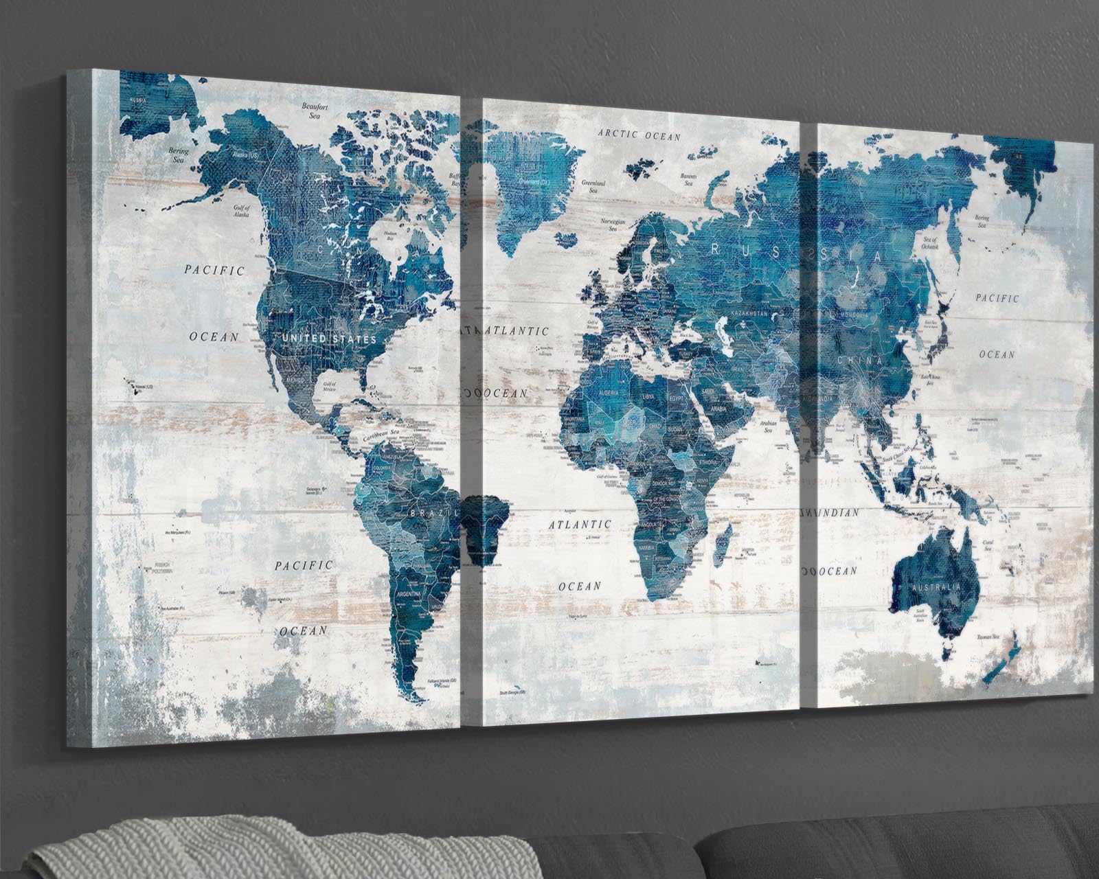 Living Room Wall Art Office Pictures Wall Decor for Bedroom Canvas World Map Art Kitchen Decor Framed Paintings for Wall Decorat