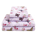 Paisley Floral Bed Sheets Queen Set, Purple Flower Printed Sheets For Queen Size Bed - Brushed Microfiber Fitted Sheet With 15''