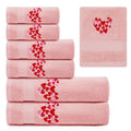 Peryiter 6 Pack Cotton Valentine s Day Bath Towels Set Pink Valentines Heart Towels for Bathroom, Soft and Absorbent, Contains 