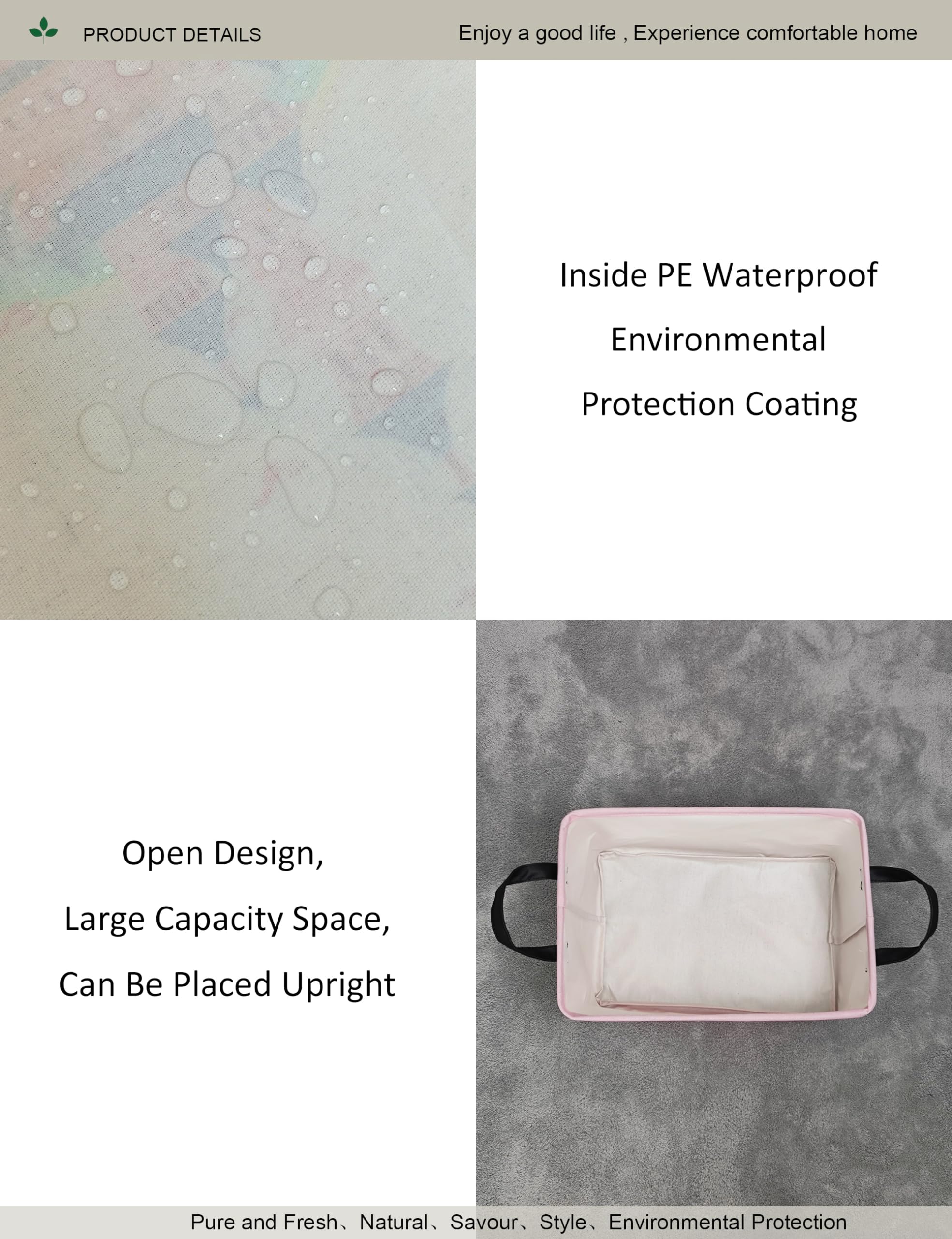 Onoev Rectangular Folding Laundry Basket,Waterproof Canvas Basket,Gift Basket,Suitable For Children'S Room,Office,Clothes,Toys S