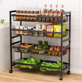 Cinati 4Tier Snack Cart with Wheels, 29W Toy Storage Organizer, Rolling Pantry Storage Cart with 10 Wire Baskets & Handle,Adj