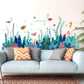 RW- 6794 Removable 3D Under The Sea View Grass Wall Decal DIY Ocean Coral Seaweed Wall Stickers Murals Peel and Stick Home Wall 