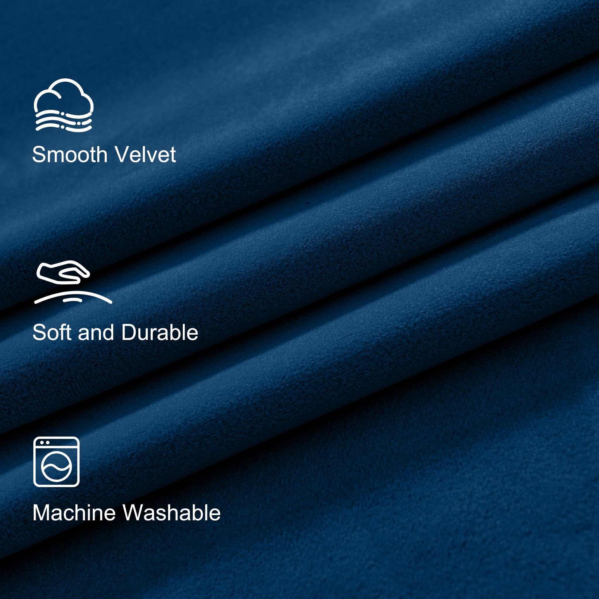Lazzzy Navy Blue Velvet Curtains Room Darkening Thermal Insulated Curtains 84 Inch Long Window Drapes For Bedroom Living Room Super Soft Luxury Rod Pocket Window Treatment, 2 Panels