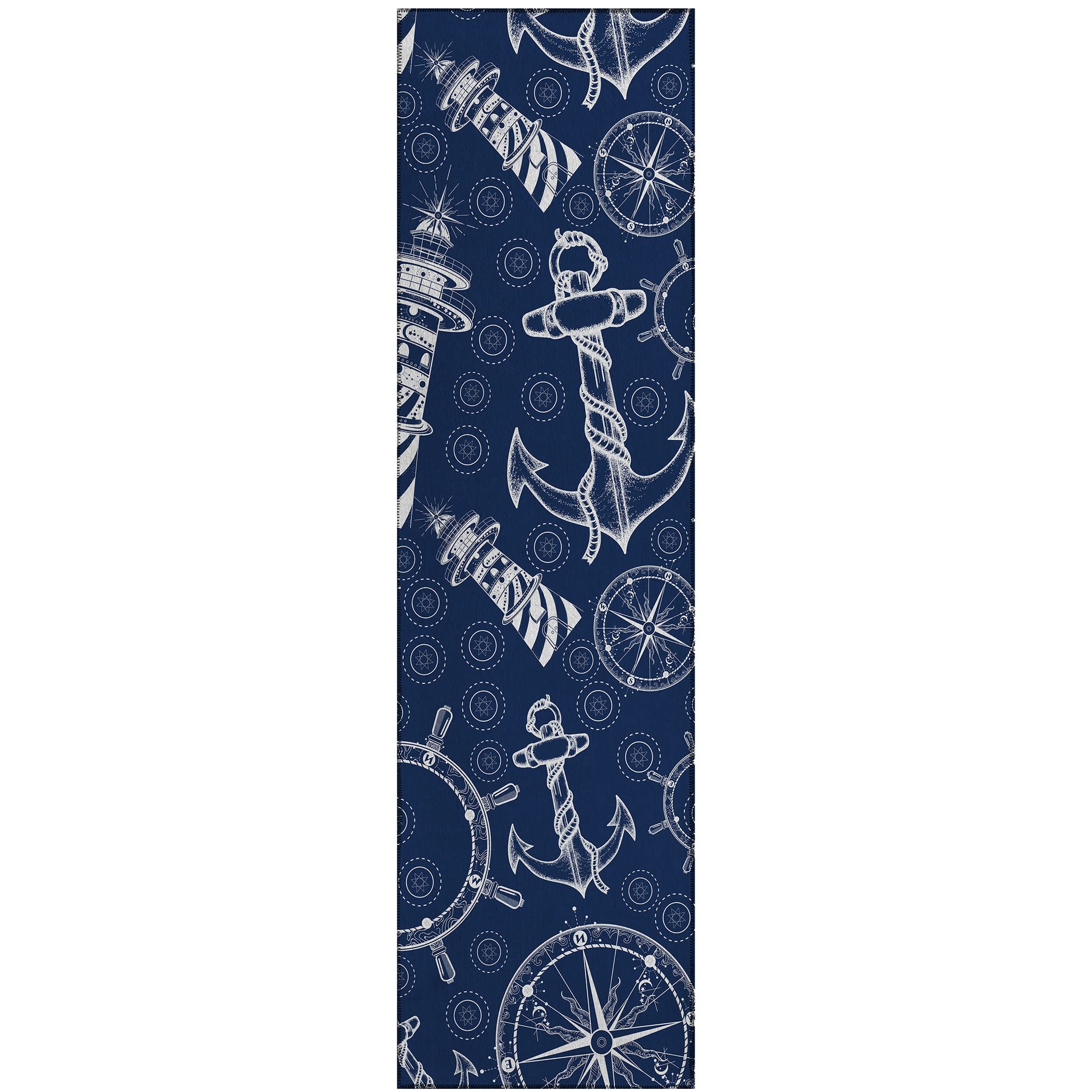 Addison Rugs Harpswell Ahp39 Blue 2'3" X 7'6" Indoor Outdoor Runner Rug, Easy Clean, Machine Washable, Non Shedding, Bedroom, Living Room, Dining Room, Kitchen, Patio Rug