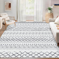 Area Rug for Living Room 6x9: Large Washable Boho Moroccan Rugs Geometric Neutral Rug, Non-Slip Foldable Morden Farmhouse Indoor