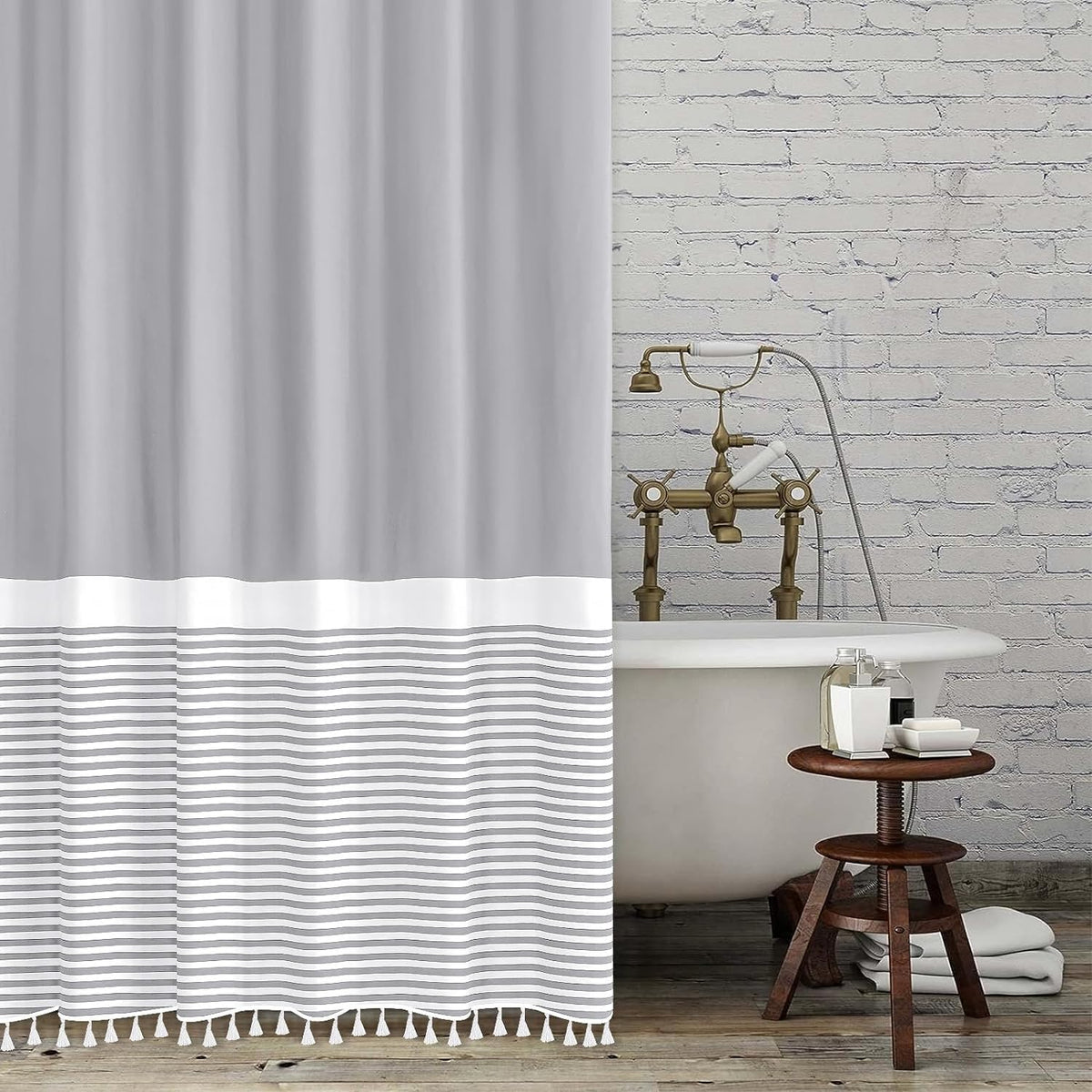 Seasonwood Extra Long Shower Curtains 96 Inches Hotel Neutral Fabric Shower Curtains For Bathroom Farmhouse Weighted Hem Shower