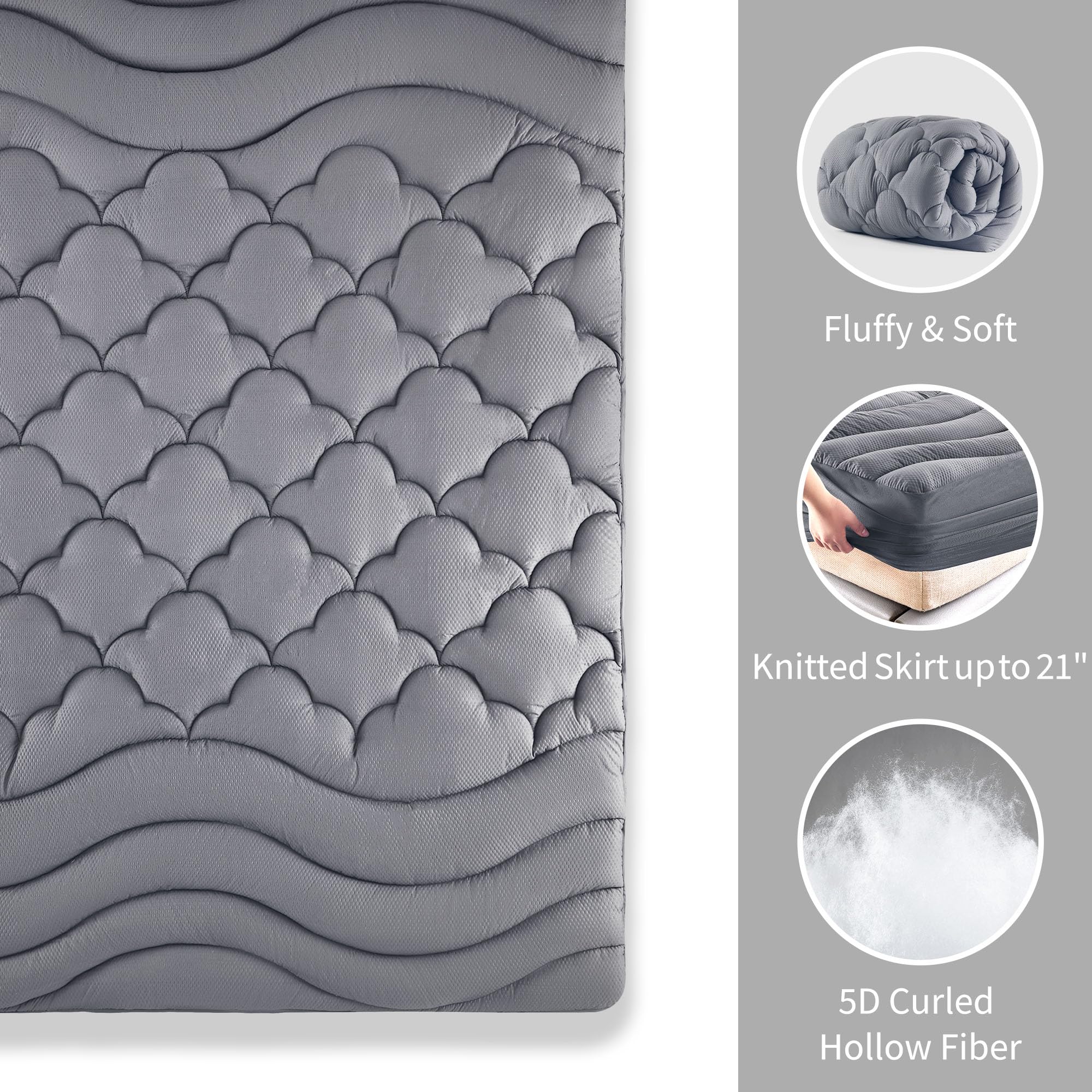 Sonive Waterproof Mattress Pad - Cooling Mattress Cover, Soft Quilted Mattress Protector, Thick Breathable Noiseless Mattress To
