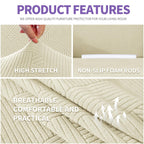 Znsayotx Super Stretch Chair Slipcover (31'-46'), New Striped Sofa Chair Covers For Living Room, Dogs Pet Friendly Anti-Slip Chair Protector Spandex Armchair Slipcovers (Beige, Chair)
