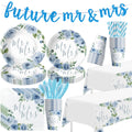 Srua Don Mr and Mrs Dusty Blue Bridal Shower Decorations, Something Blue Floral Wedding Party Supplies, Plate, Napkin, Cup, Tabl