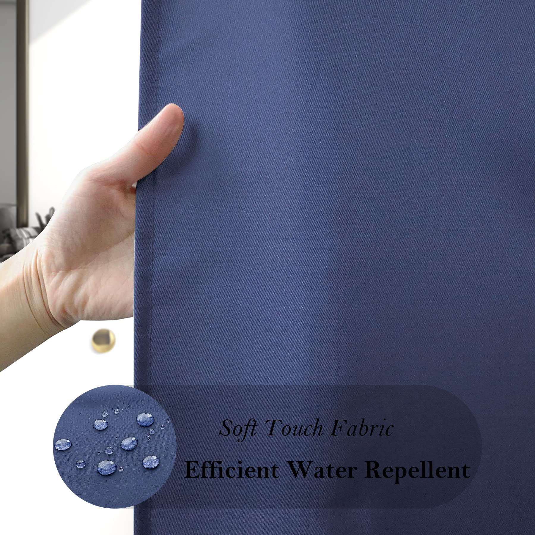 Aoohome Extra Long Shower Liner, Polyester Solid Color Shower Curtain With Hooks, Weighted Hem, Water Repellent, 72 Width X 84 H