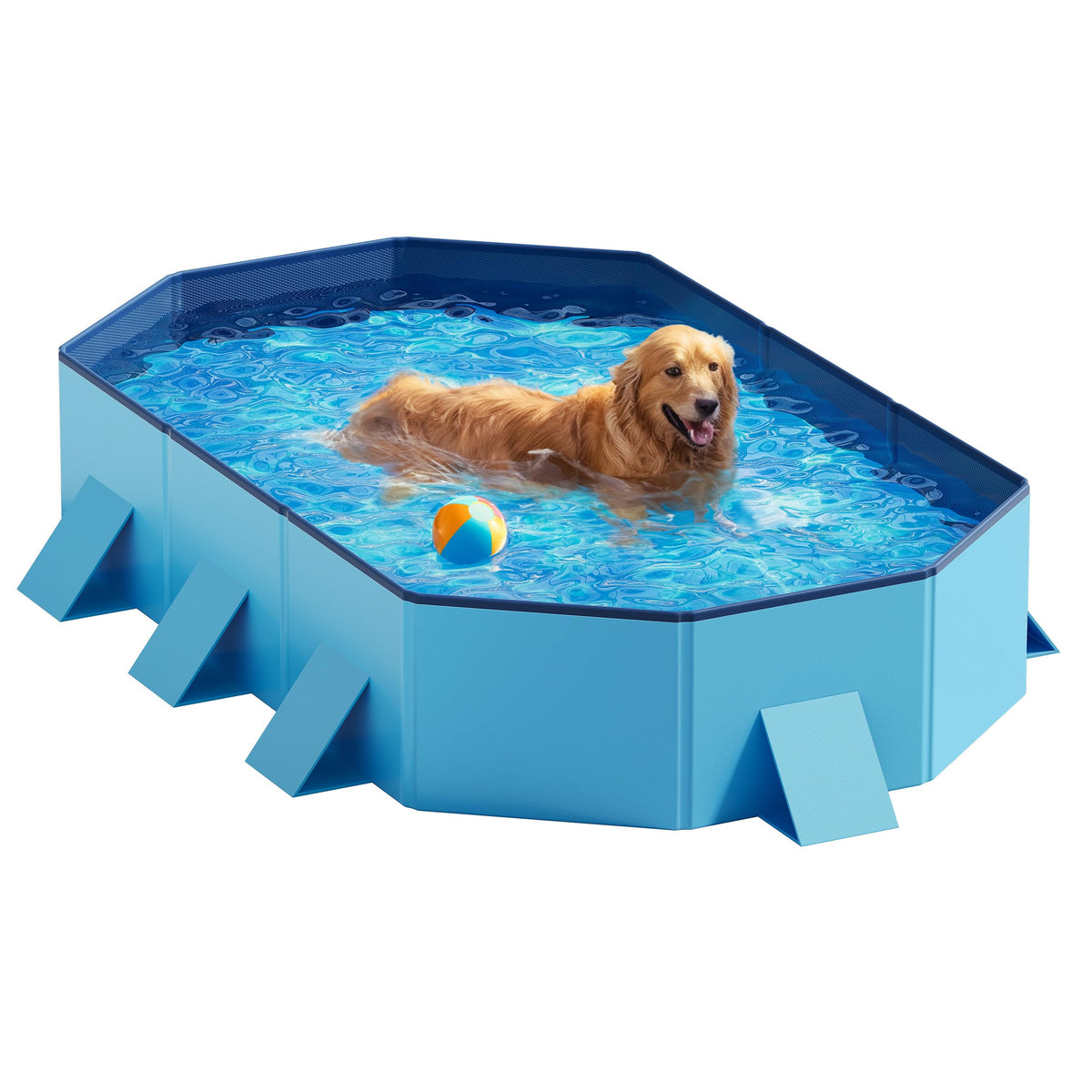 Peteast Foldable Dog Pool With Sturdy Square Design, Durable 71' Lx39 Wx12 D Extra Large Portable Pet Bathtub With Reinforced S