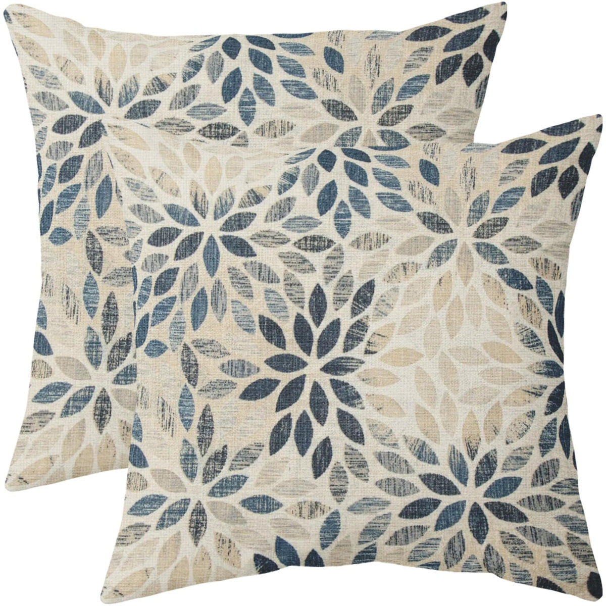 Dahlia Pillow Covers 16X16 Set Of 2 Rustic Summer Rust Geometric Floral Navy Blue Cream Outdoor Decorative Throw Pillows Farmhou