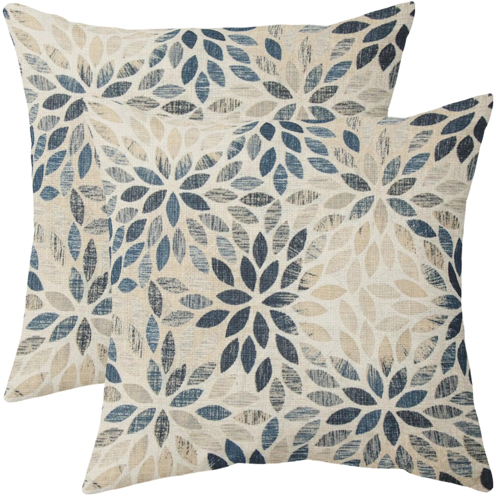 Dahlia Pillow Covers 20X20 Set Of 2 Rustic Summer Rust Geometric Floral Navy Blue Cream Outdoor Decorative Throw Pillows Farmhou