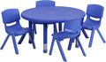 33 Round Blue Plastic Height Adjustable Activity Table
