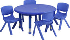 33 Round Blue Plastic Height Adjustable Activity Table