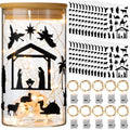 480 Pieces Nativity Mason Jar Decals Religious Stickers Nativity Crafts Vinyl Nativity Stickers Christmas Stickers for Crafts wi