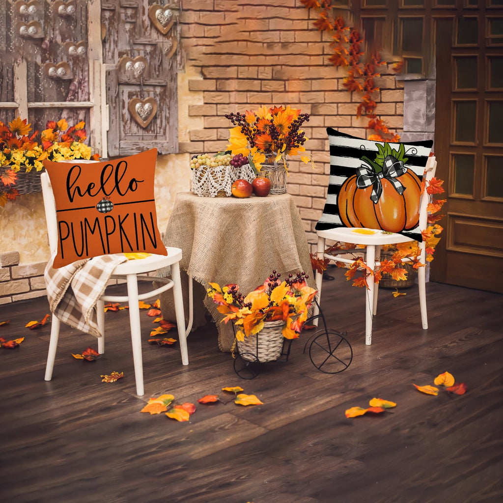 Onfaon Fall Decorations For Home, Fall Pillow Covers 18X18 Set Of 4, Thanksgiving Decorations Autumn Cushion Case For Couch