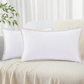 Decoruhome Chenille Soft Spring Throw Pillow Covers 12X20 Set Of 2, Lumbar Velvet Farmhouse Pillow Covers, Decorative Pillow Covers With Stitched Edge For Couch Sofa Bed, White
