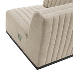 Modway Conjure Modern Channel Tufted Fabric Left Corner Chair In Beige