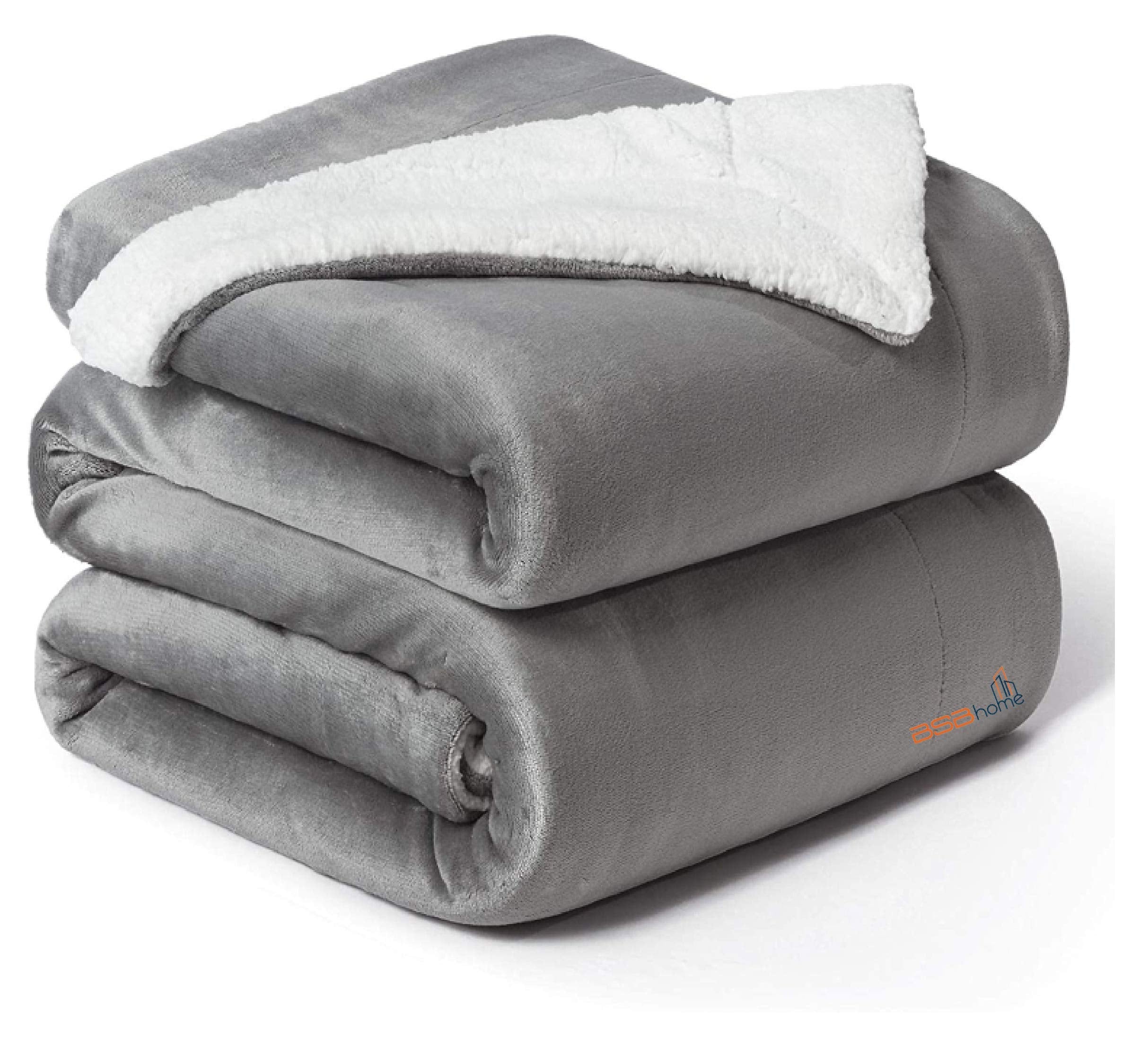 Bsb Home Polyester Summer Ac Blankt Warm Sherpa Super Soft Flannel Solid/Plain Blanket For Summer, Grey, Size 220 X 228 Cms (App