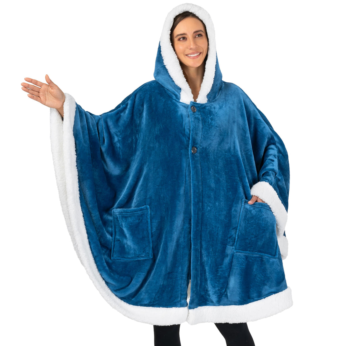 Pavilia Wearable Blanket For Adult Women, Cozy Plush Fleece Blanket Poncho Cape With Hood, Super Soft Shawl, Angel Wrap Throw Fo