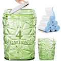 GENNICCI 2Piece SnowflakeTextured Acrylic Trash Can Set with 150 Drawstring Bags, 4 Gallon Sliver PressLid Wastebasket and Sm