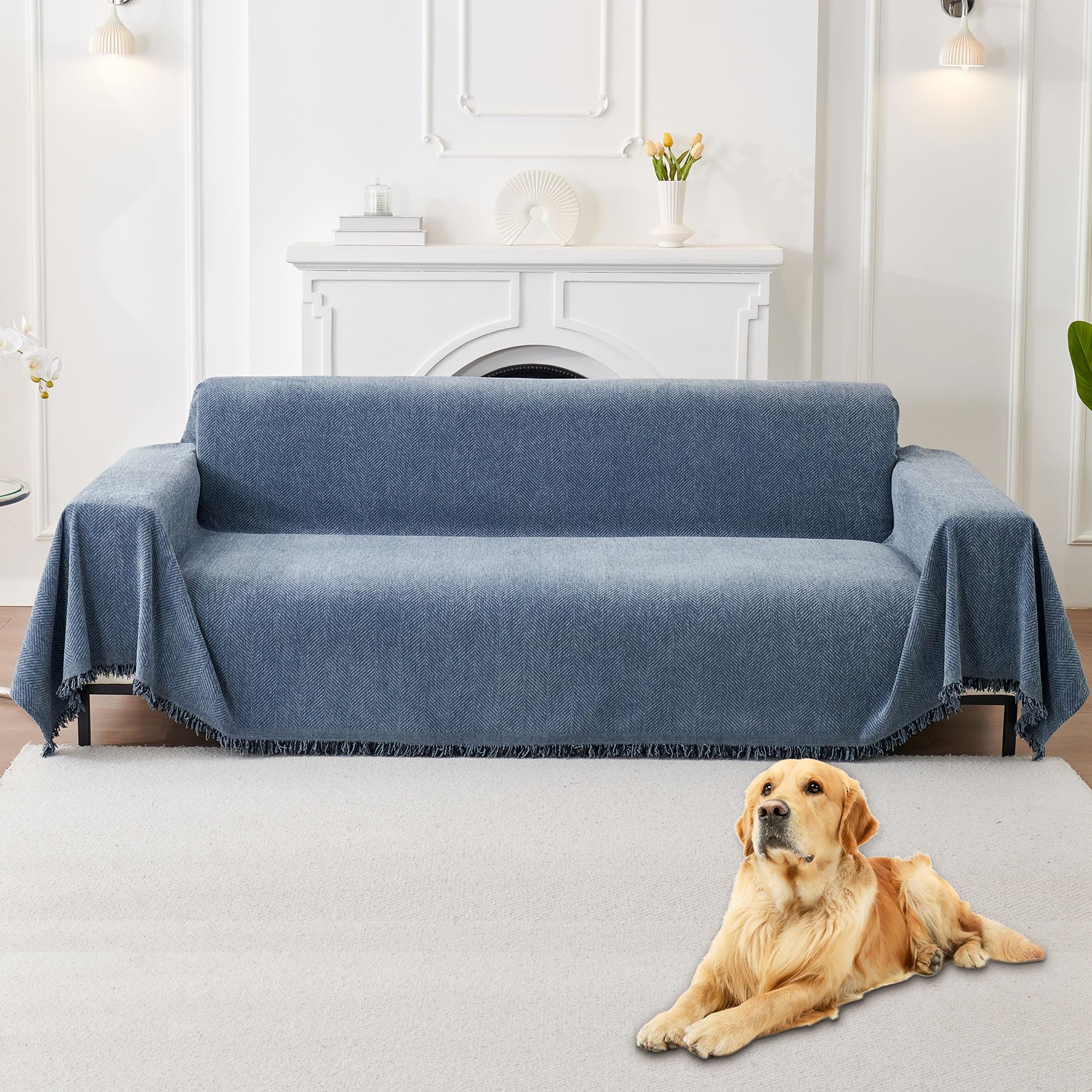 Haomaijia Non Slip Couch Cover Sofa Covers For 3 Cushion Couch Washable Sectional Couch Covers For Dogs Pet Furniture Protector