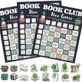 Qyeahkj 24 Set Book Club Dice Game Cards for Adults Reading Group Discussion Question Cards with Reward Stickers Book Review Dic