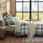 Maireve Full Size Comforter Set Olive Green, Plaid Design Comforter Set 7 Pieces, All Season Comfortable Bedding Sets Full, Ligh