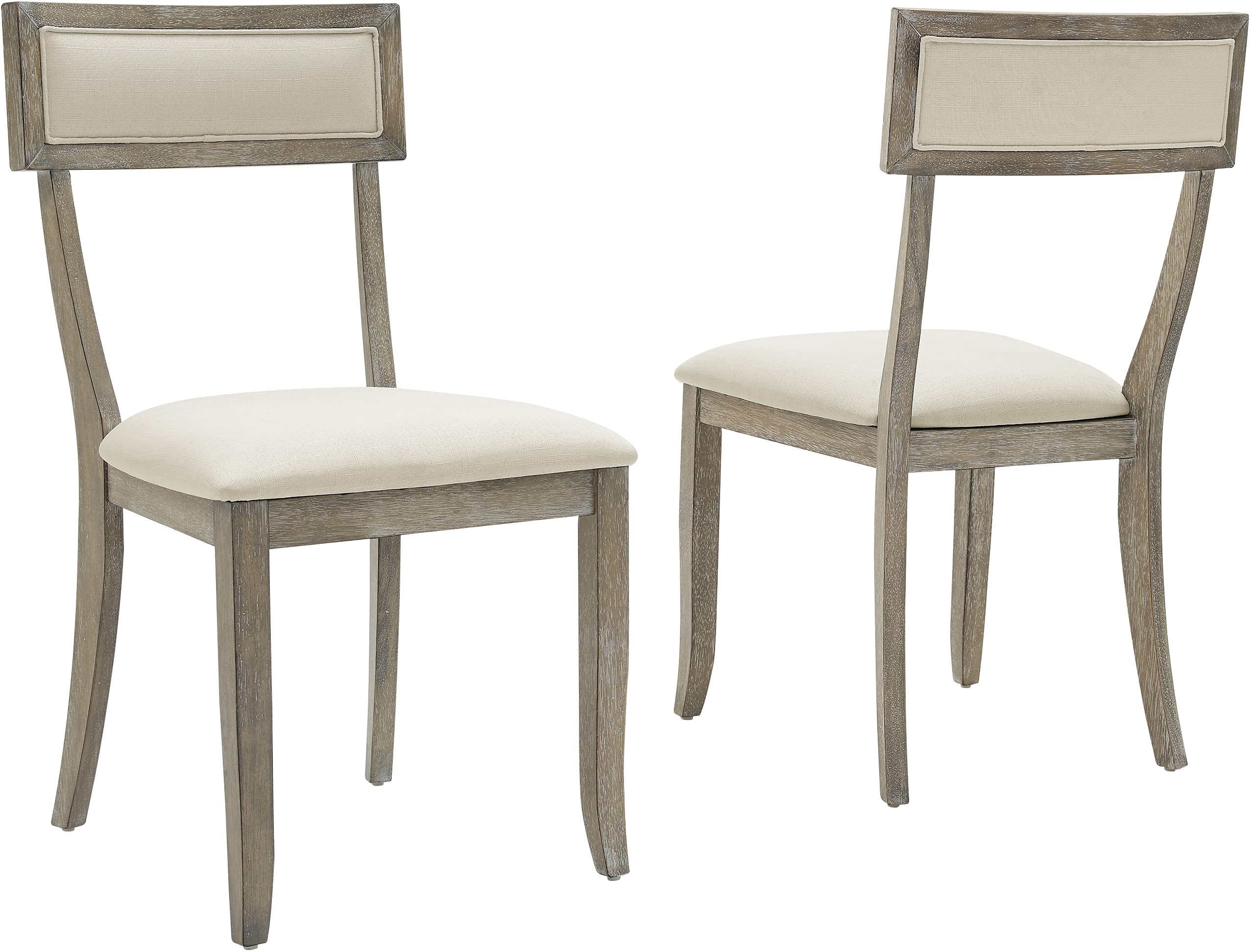 Crosley Furniture Alessia Upholstered Wood Klismos Dining Chairs Set of 2, Rustic Gray Wash/Crème