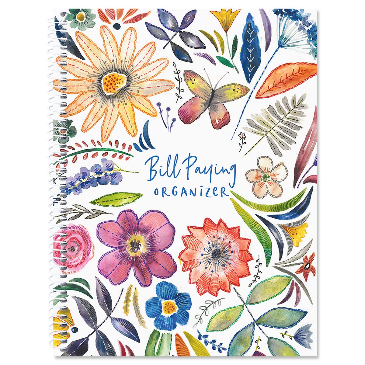 Current Embroidered Florals Bill Paying Organizer Book-9' X 12    Personal Account Book,Spiral Bound,14 Storage Pockets,32 Labe
