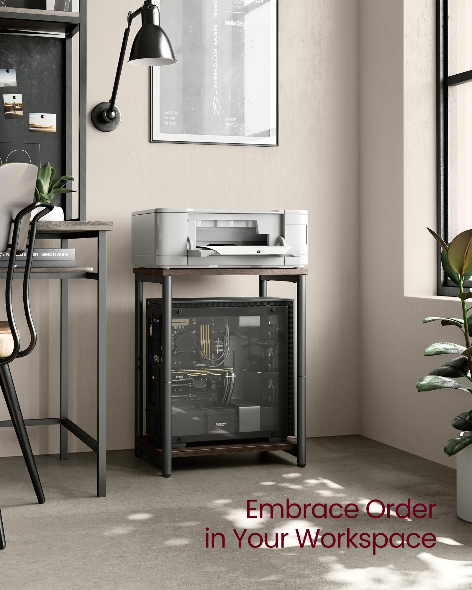 Vasagle Side Tables Set Of 2, Small End Table, Nightstand For Living Room, Bedroom, Office, Bathroom, Chestnut Brown And Classic Black Ulet272B74