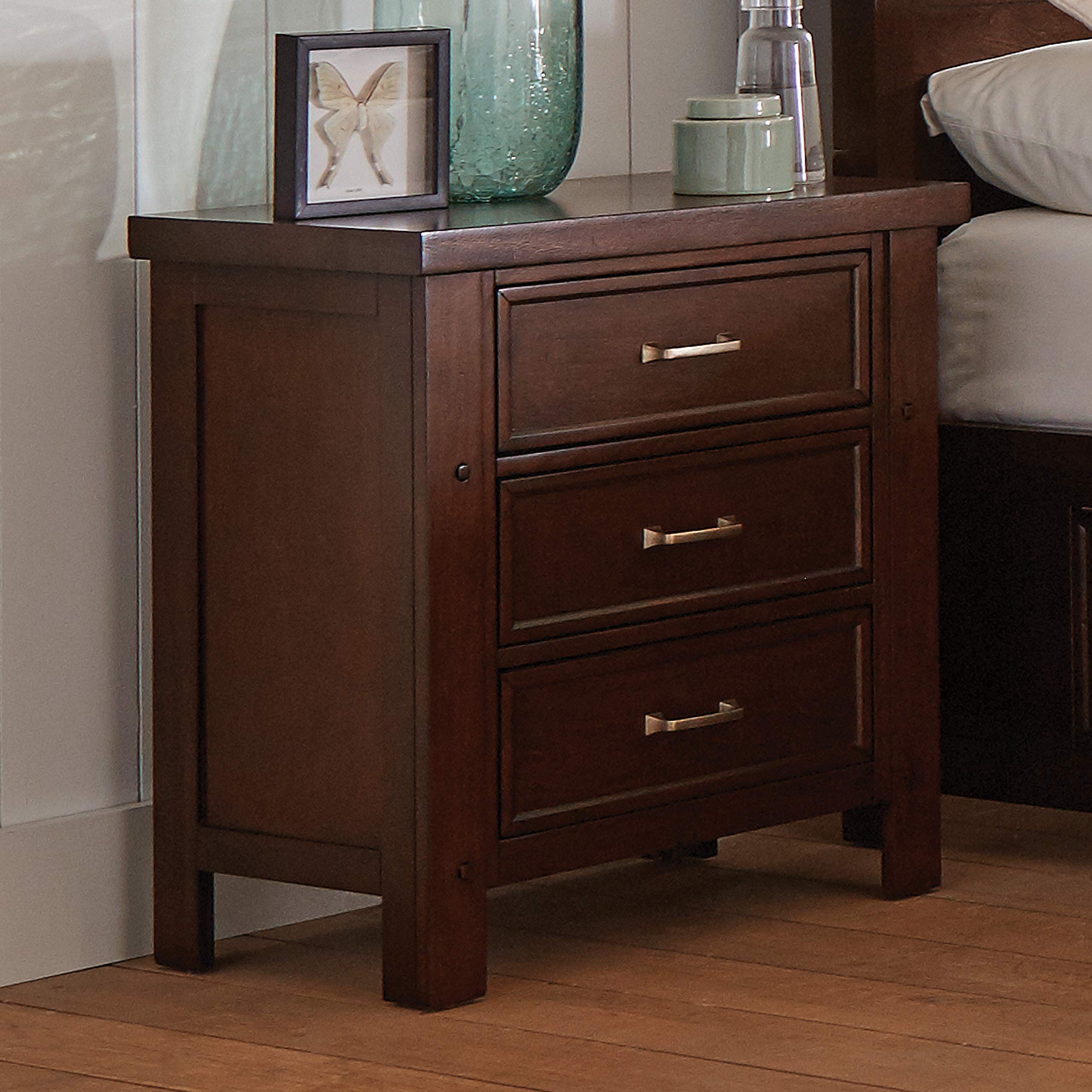 Coaster Furniture 3-Drawer Rectangular Nightstand, Brown, 28D x 17W x 29.75H, Pinot Noir Style, Modern Bedroom Storage