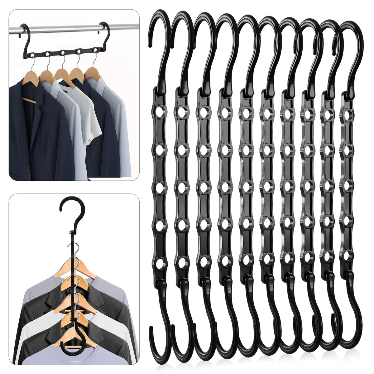 Utopia Home Space Saving Hangers 10 Pack  Magic Hanger Collapsible Black