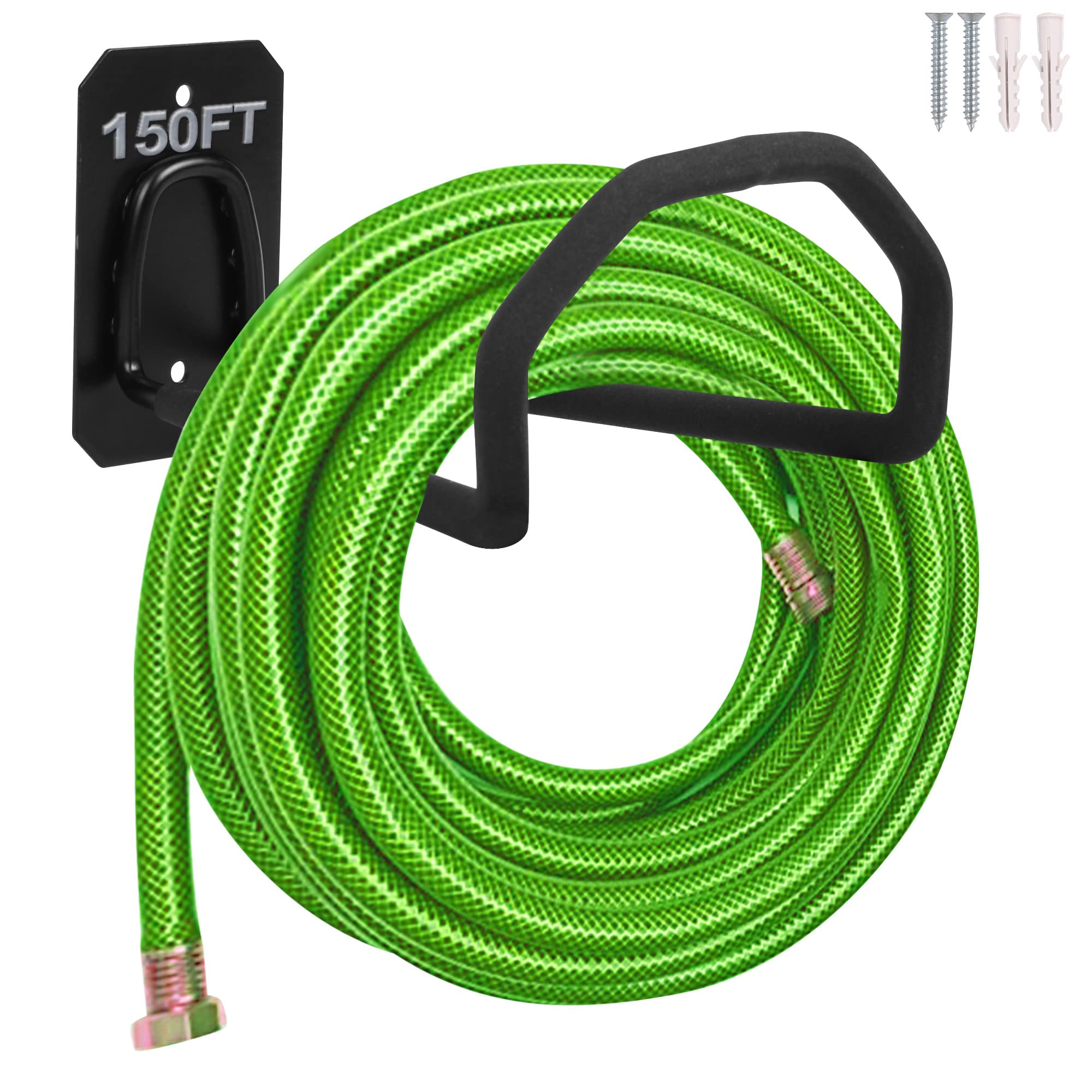 Peomev Garden Hose Holder Wall Mount - Heavy Duty Water Hose Holders For Outside, Metal Hose Hanger Sturdy Hose Reel Hose Hooks