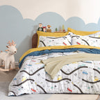 Sleep Zone Kids Bedding Full/Queen Comforter Set - Cute Printed For Boys, Girls, Teens, Super Soft, Fade Resistant, Car Road, Fu
